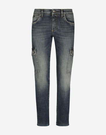 Dolce & Gabbana Синие эластичные джинсы скинни карго с винтажным эффектом разноцветный G9NL5DG8GW9