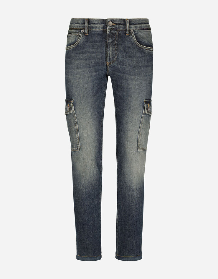 Dolce & Gabbana Blue wash skinny stretch cargo jeans Multicolor GVYXMDG8GW9