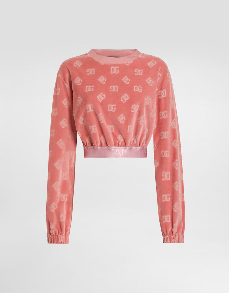Dolce & Gabbana DG 徽标提花雪尼尔短款卫衣 粉红 F9R09TFJ7DL