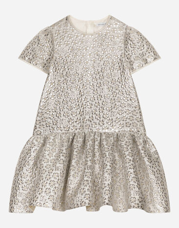 Dolce & Gabbana Brocade jacquard dress with DG logo Purple L54DE2FMTAC