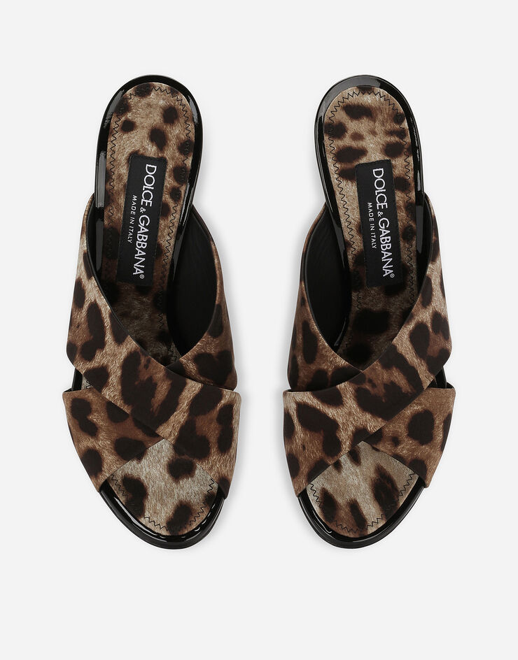 Leopard-print satin mules in Print for Women | Dolce&Gabbana®