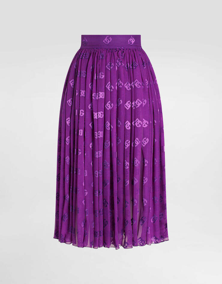 Dolce & Gabbana Devoré satin jacquard skirt Purple F4CJATFJTBR