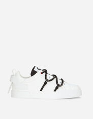 Dolce & Gabbana Portofino sneakers in calfskin and patent leather Beige A80440AO602