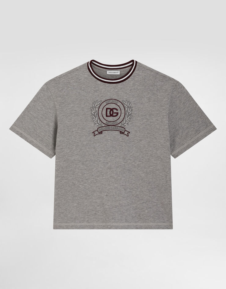 Dolce & Gabbana Jersey t-shirt with crest embroidery Dolce & Gabbana Jersey t-shirt with crest embroidery Grey L4JTJWG7PUZ