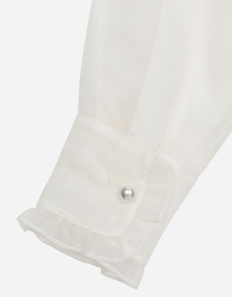 Dolce & Gabbana Camicia in organza con plastron  e volant Bianco F5S11TFU1BU