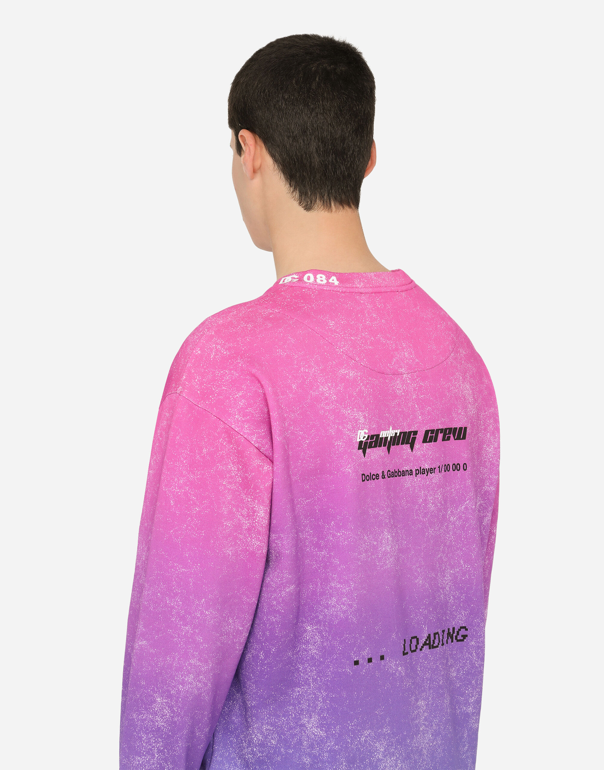 【Dolce & Gabbana】スウェットシャツ パッチ＆DGプリント Multi-colored jersey sweatshirt with DG Crew print in