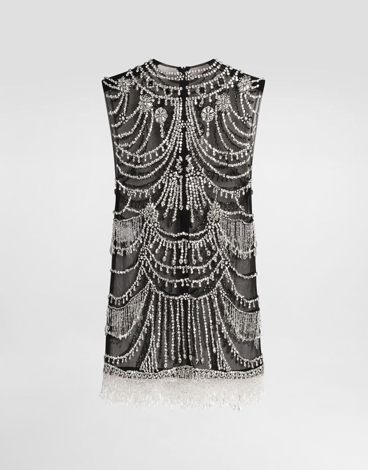 Dolce & Gabbana Short tulle dress with chandelier embroidery Multicolor F60EAZGDDF4