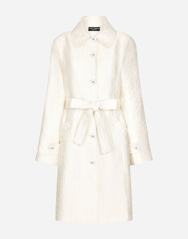Dolce & Gabbana コート フローラルジャカード ベルト ホワイト F0C3RTHJMOK
