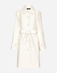 Dolce & Gabbana Belted floral jacquard coat White F0C3RTHJMOK
