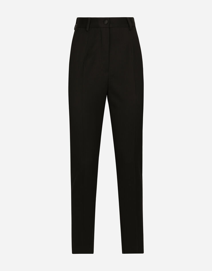 Dolce & Gabbana Pantalón pitillo en gabardina de lana Negro FTC30TFU28J