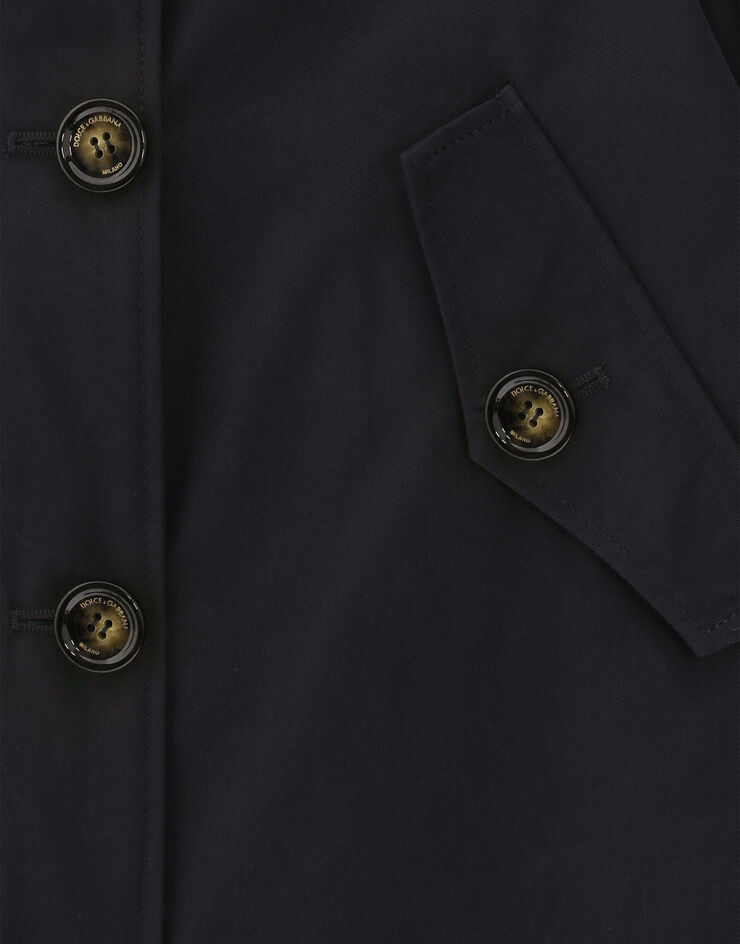 Dolce & Gabbana Single-breasted coat in waxed gabardine Blue L54C60HUMVN