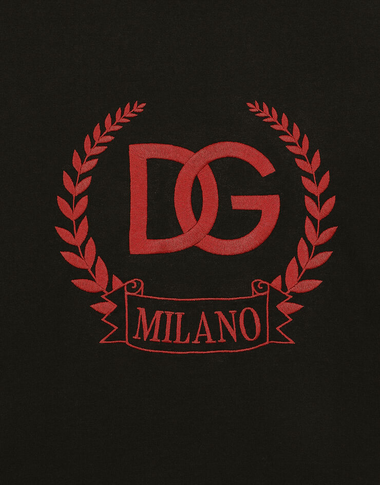 Dolce&Gabbana Футболка из хлопка с вышивкой логотипа DG Milano черный G8PE3ZG7J5Y