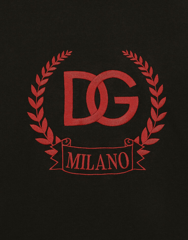 Dolce&Gabbana DG Milano 徽标刺绣棉质 T 恤 黑 G8PE3ZG7J5Y