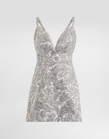 Dolce & Gabbana Floral brocade dress Silver F6TZOTFJZAL