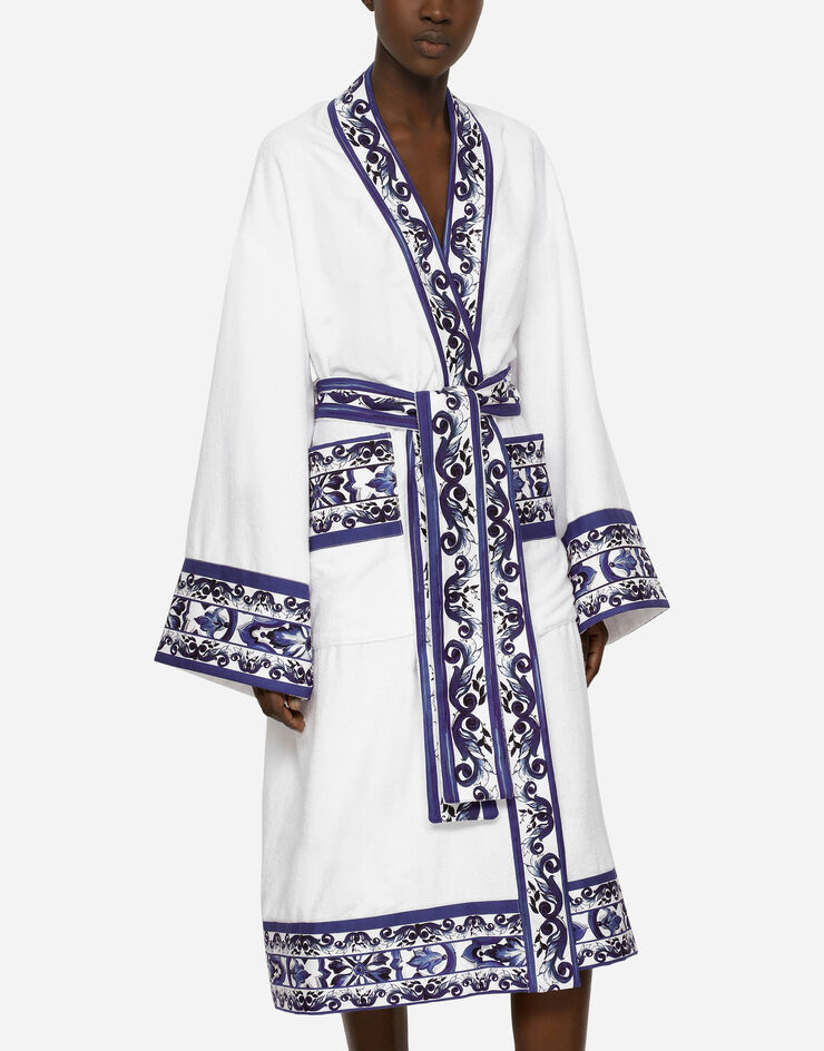 Dolce & Gabbana Cotton Terry Bathrobe Multicolor TCF010TCAGN