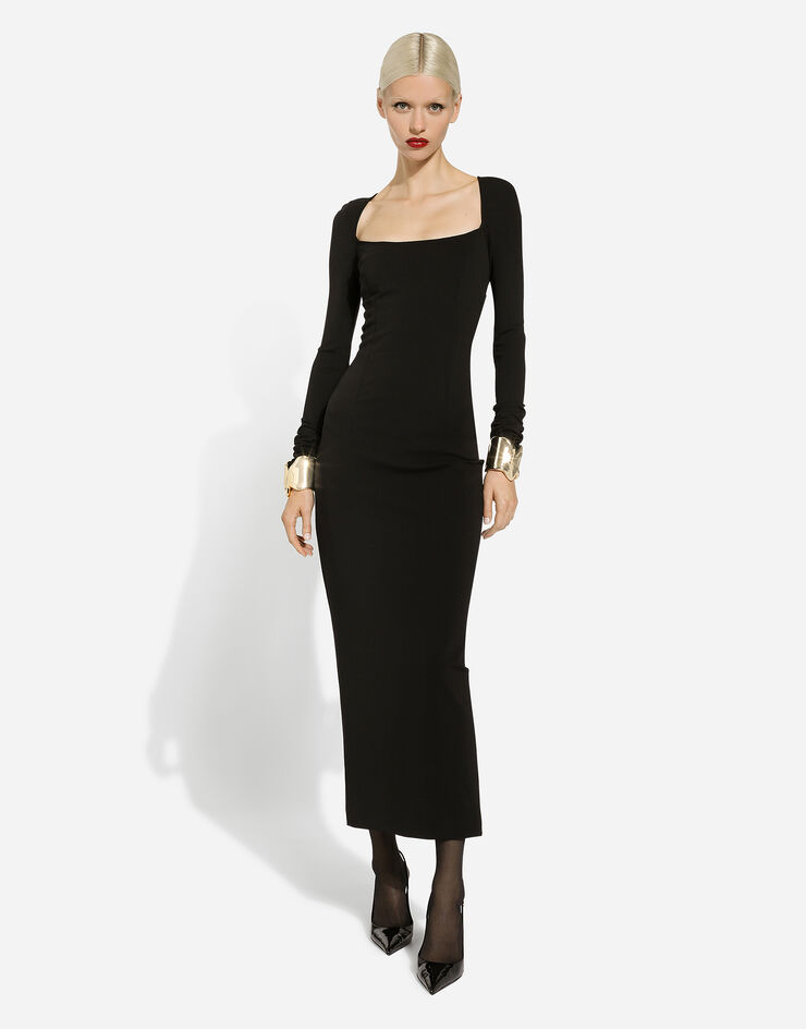 Dolce & Gabbana Vestido de tubo manga larga de punto milano: Negro F6DLUTFUGN7