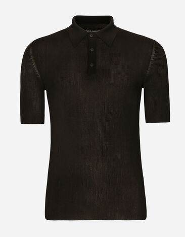 Dolce & Gabbana Camiseta tipo polo de viscosa acanalada Gris GXP80TJFMK7