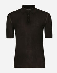 Dolce & Gabbana Ribbed viscose polo-shirt Black GXX36TJCVS6