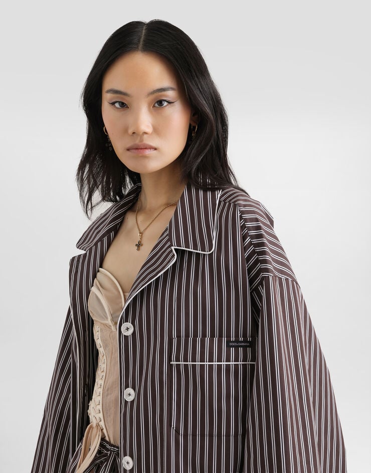 Dolce & Gabbana Striped poplin vanity shirt Multicolor F5U33TFR51W