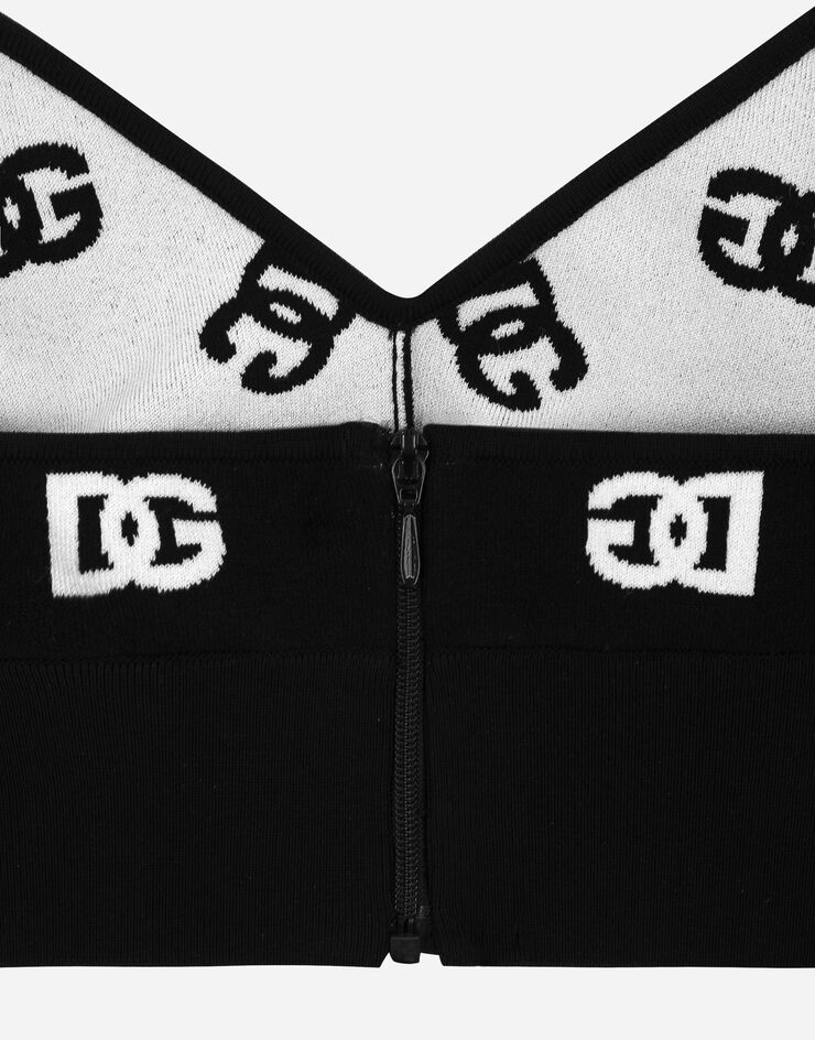 Dolce & Gabbana Top soutien-gorge en viscose avec logo DG en jacquard Imprimé FXT05TJAIK3