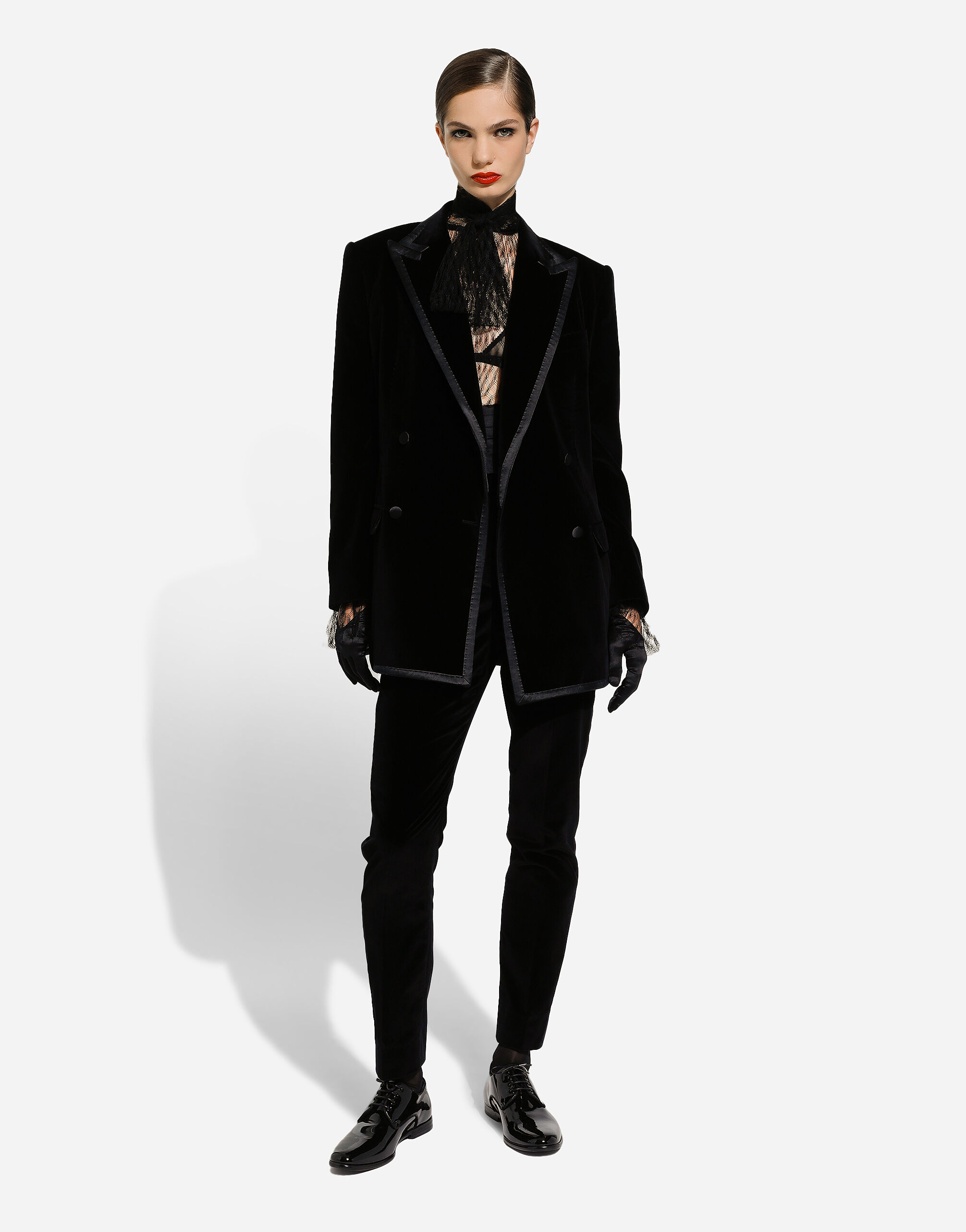 Black velvet tuxedo pants discount