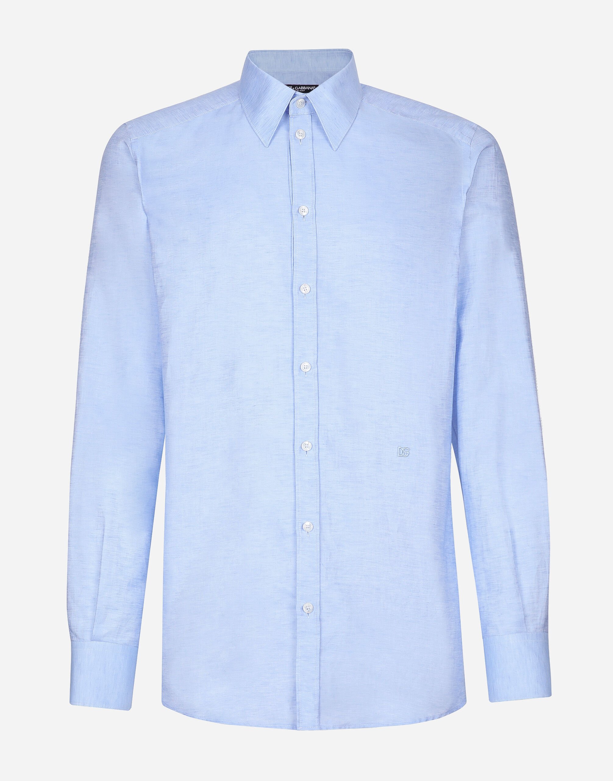Dolce & Gabbana Cotton and linen Martini-fit shirt Print G5IX8THS5RU