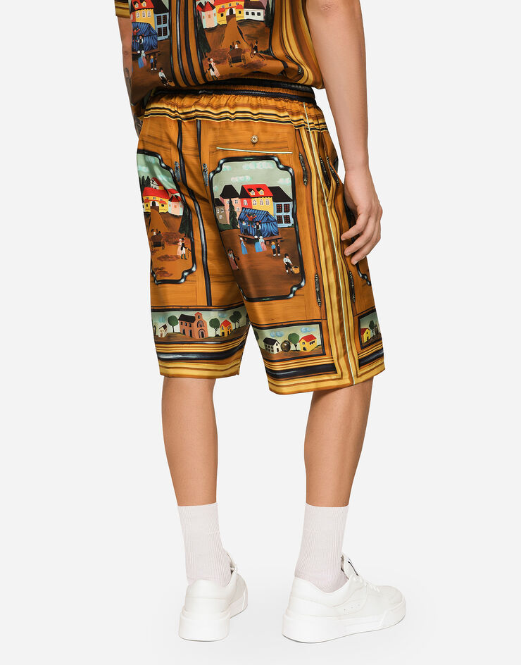 Dolce&Gabbana Silk habotai jogging shorts with closet print Multicolor I4284MGH176