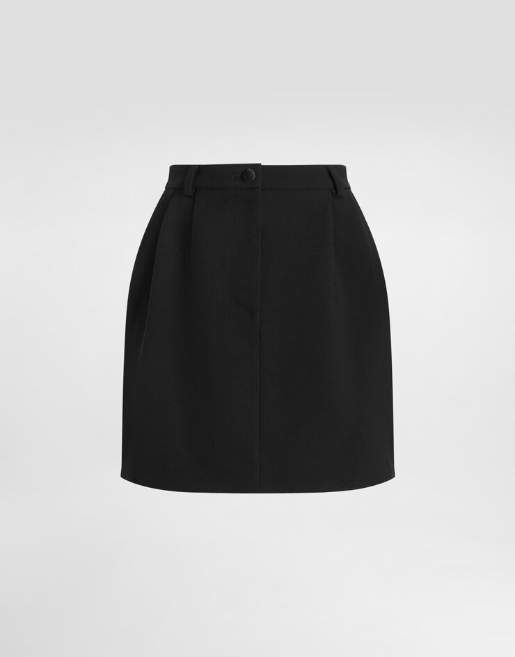 Dolce & Gabbana Short skirt in double wool crêpe Black F4CNLTFU2L8