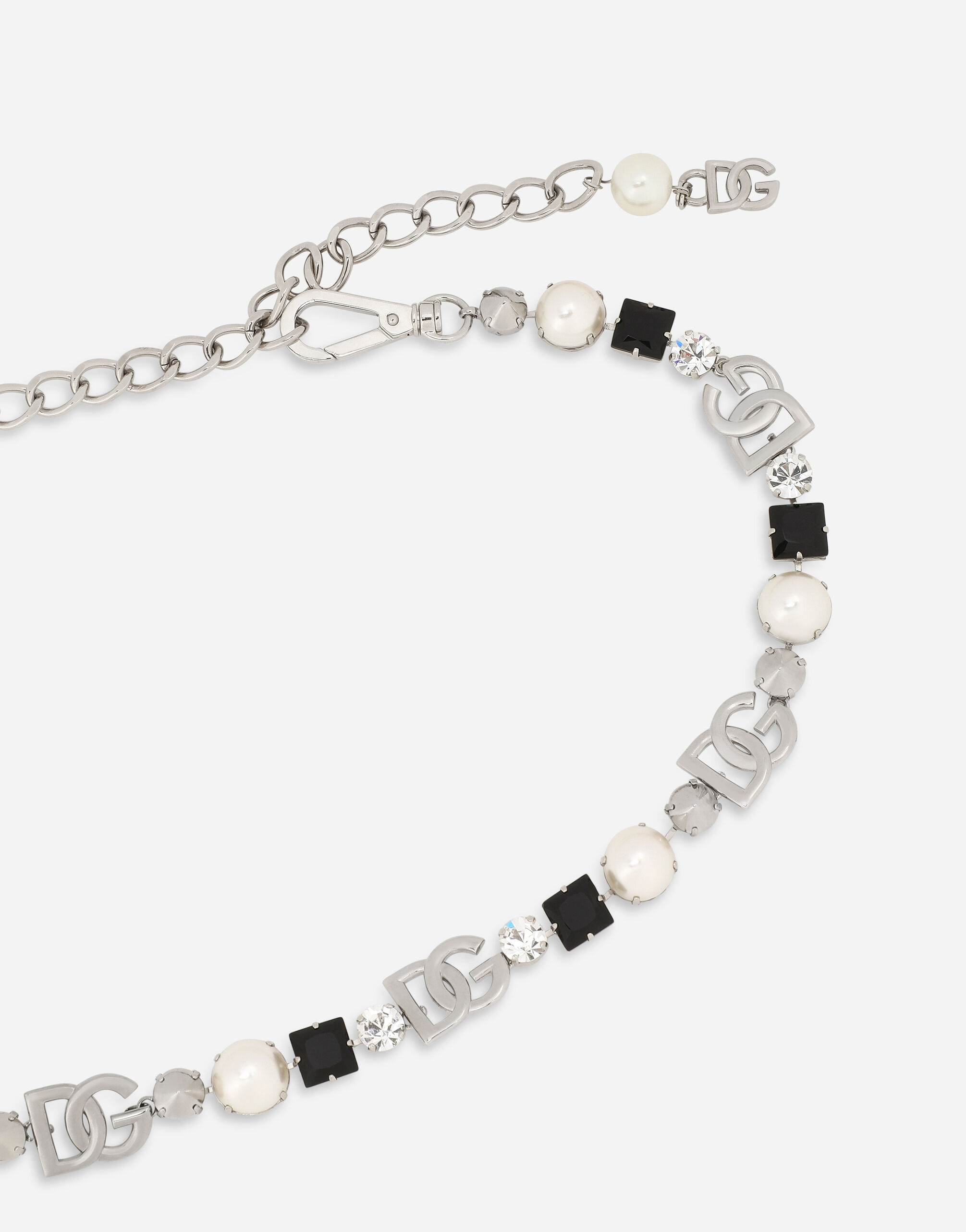 Belt with rhinestones and DG logo in Silver for Women
