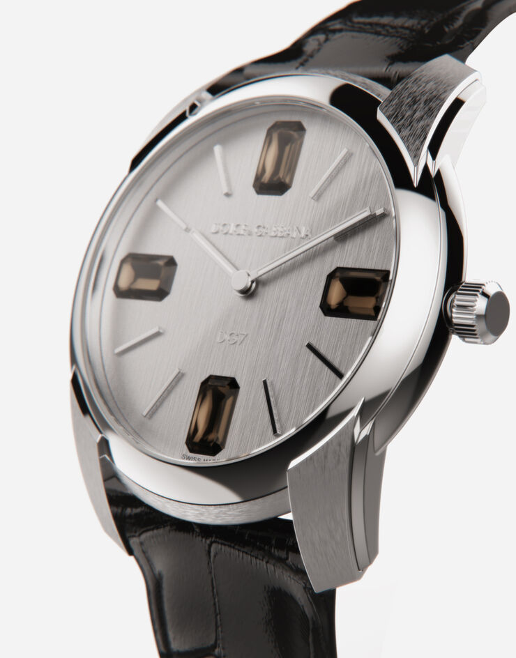 Dolce & Gabbana ساعة من الفولاذ مرصعة بالكوارتز الدخاني أسود WWFE1SWW066
