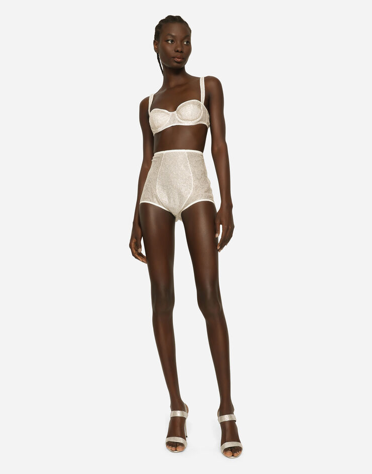 Dolce & Gabbana KIM DOLCE&GABBANA High-waisted panties with fusible rhinestones Azure O2A68TFLEAA