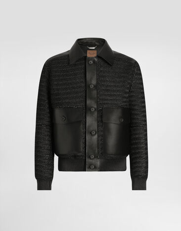 Dolce & Gabbana Leather and raffia mesh jacket Black G9BOATGJ218