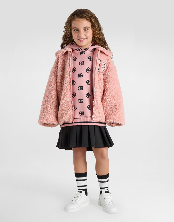 Dolce & Gabbana Robe molletonnée en interlock à imprimé logo DG Rose L5JD9OG7N9P