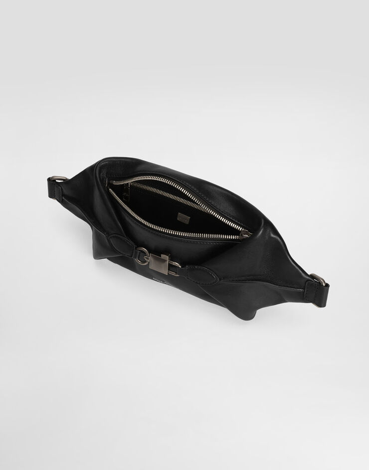 Dolce & Gabbana Lock belt bag in tempesta calfskin Black BM2188AU994