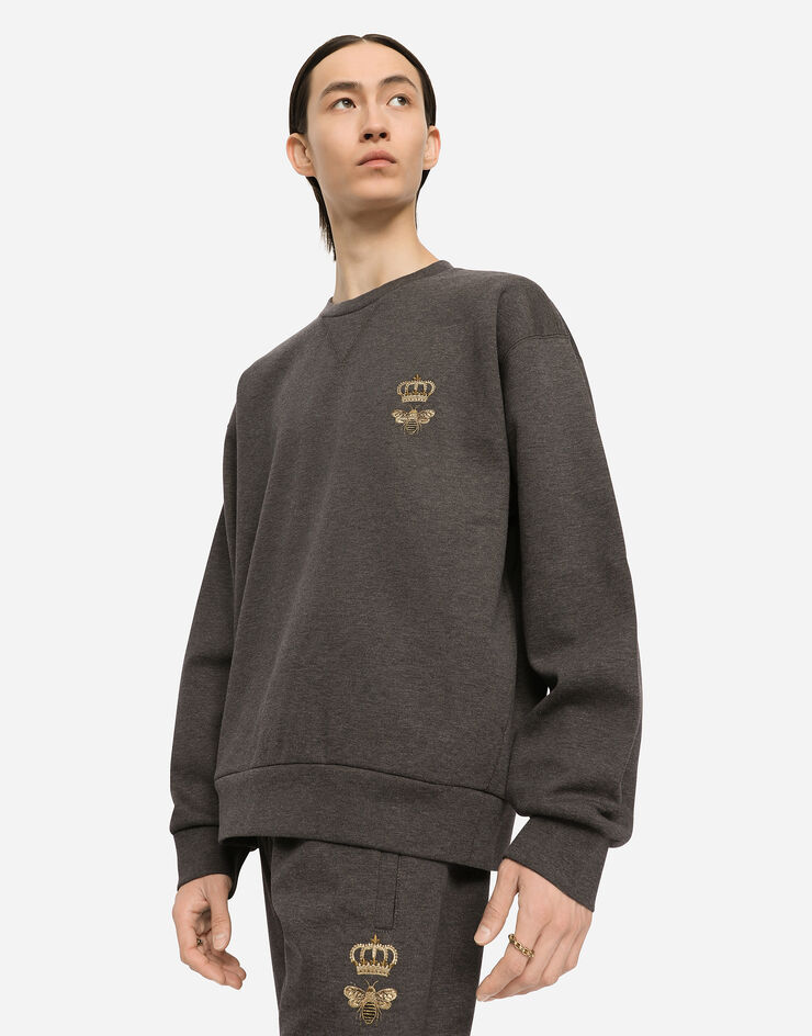 Dolce & Gabbana Jersey sweatshirt with embroidery Grey G9VA5ZHU7IE