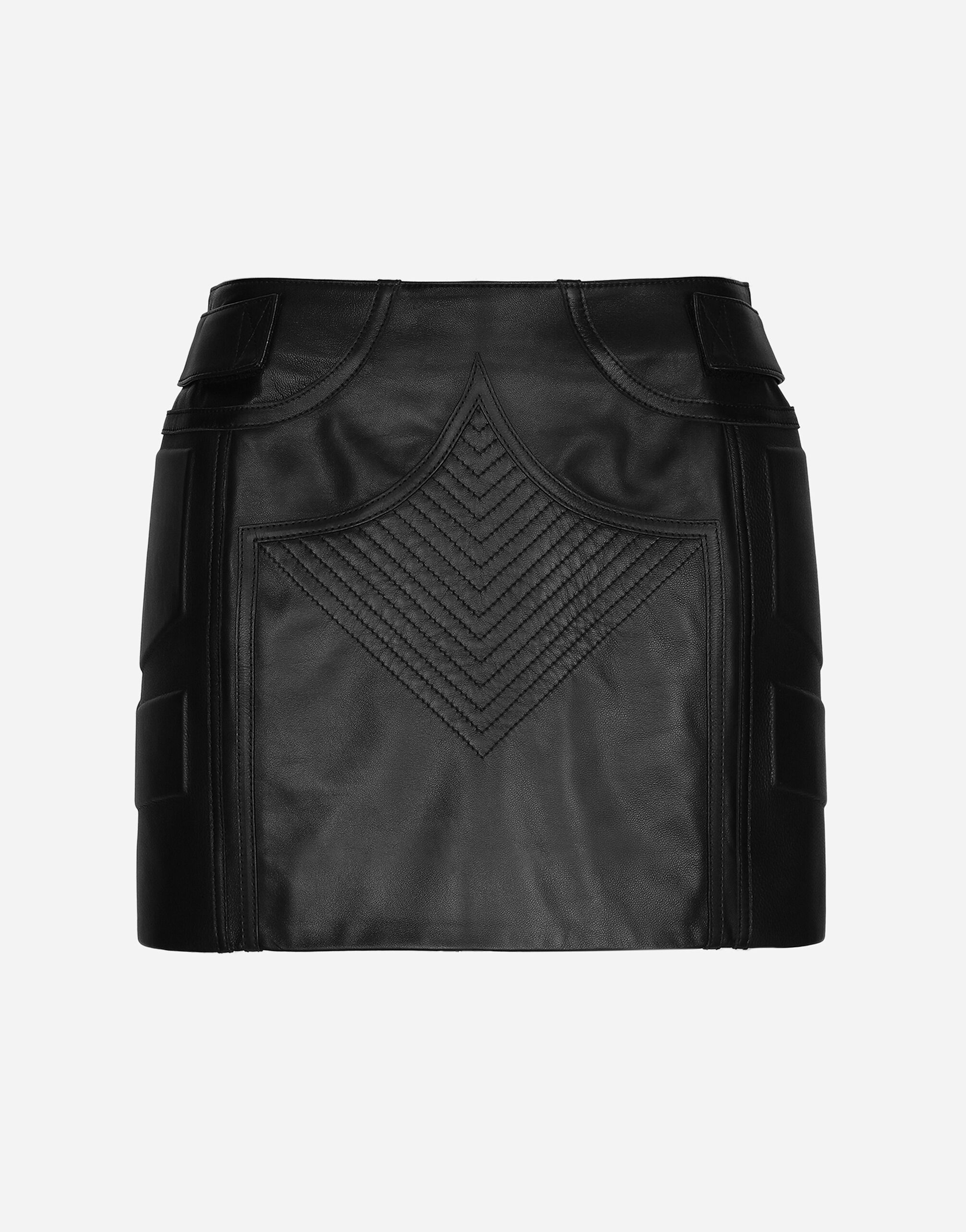 Dolce&Gabbana Nappa leather miniskirt Beige F7W98TFUWDU