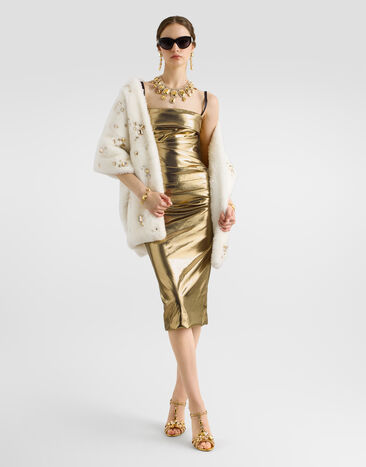 Dolce & Gabbana Laminated satin dress Gold F621ITFUAF0