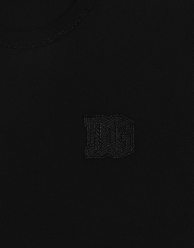 Dolce & Gabbana Camiseta en algodón con parche Black G8PV1ZG7P3N