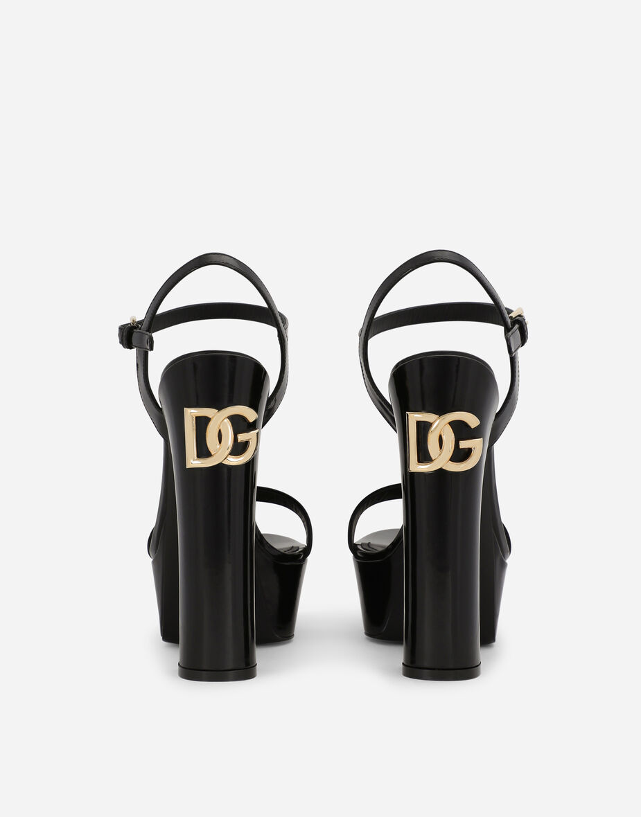 Polished calfskin platform sandals main image 1
