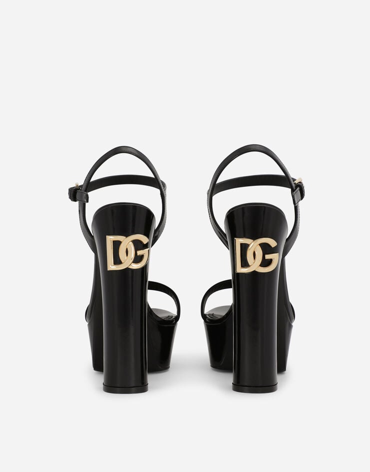 Dolce & Gabbana Polished calfskin platform sandals Black CR1340A1037