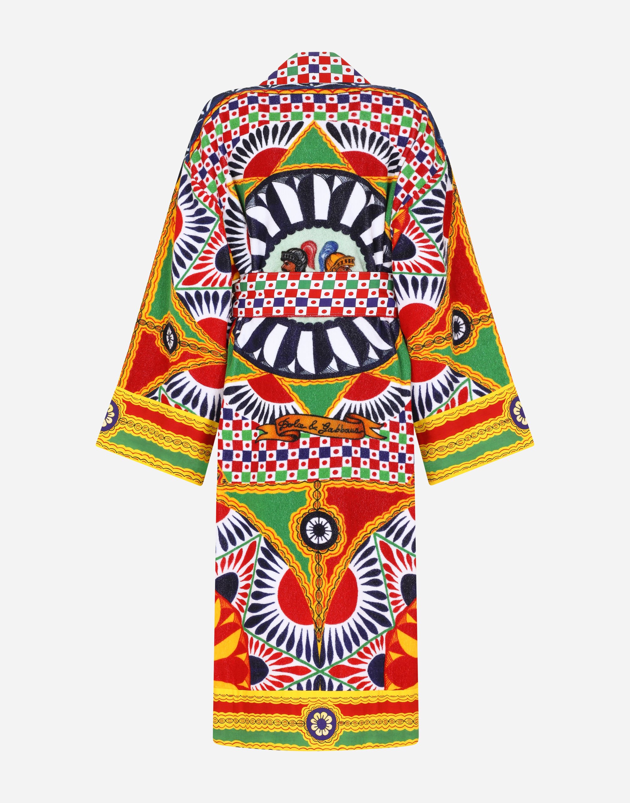 Terry Cotton Bath Robe in Multicolor Dolce Gabbana US