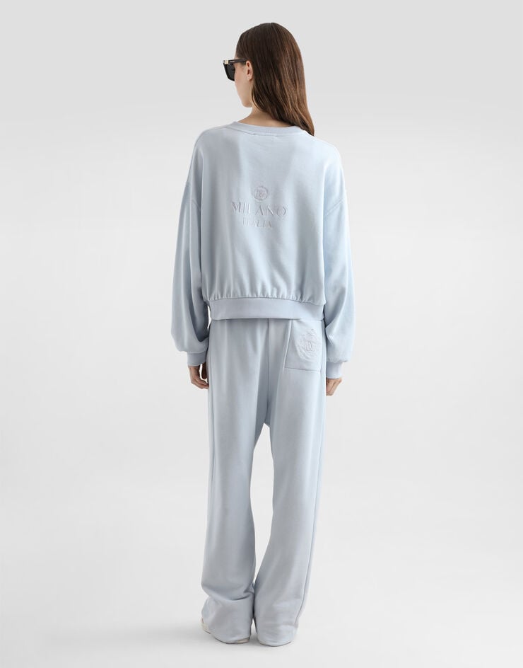 Dolce & Gabbana Pantalones en felpa con bordado Azure FTDIDZGDDMP