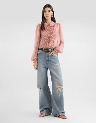 Dolce & Gabbana Silk chiffon shirt Pink F5U02TFU1UR