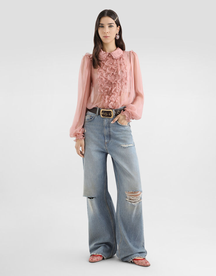 Dolce & Gabbana قميص من شيفون حرير Dolce & Gabbana قميص من شيفون حرير Pink F5U02TFU1UR