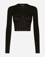 Dolce & Gabbana Fine-rib viscose bustier sweater Black FXF72TJCMY0