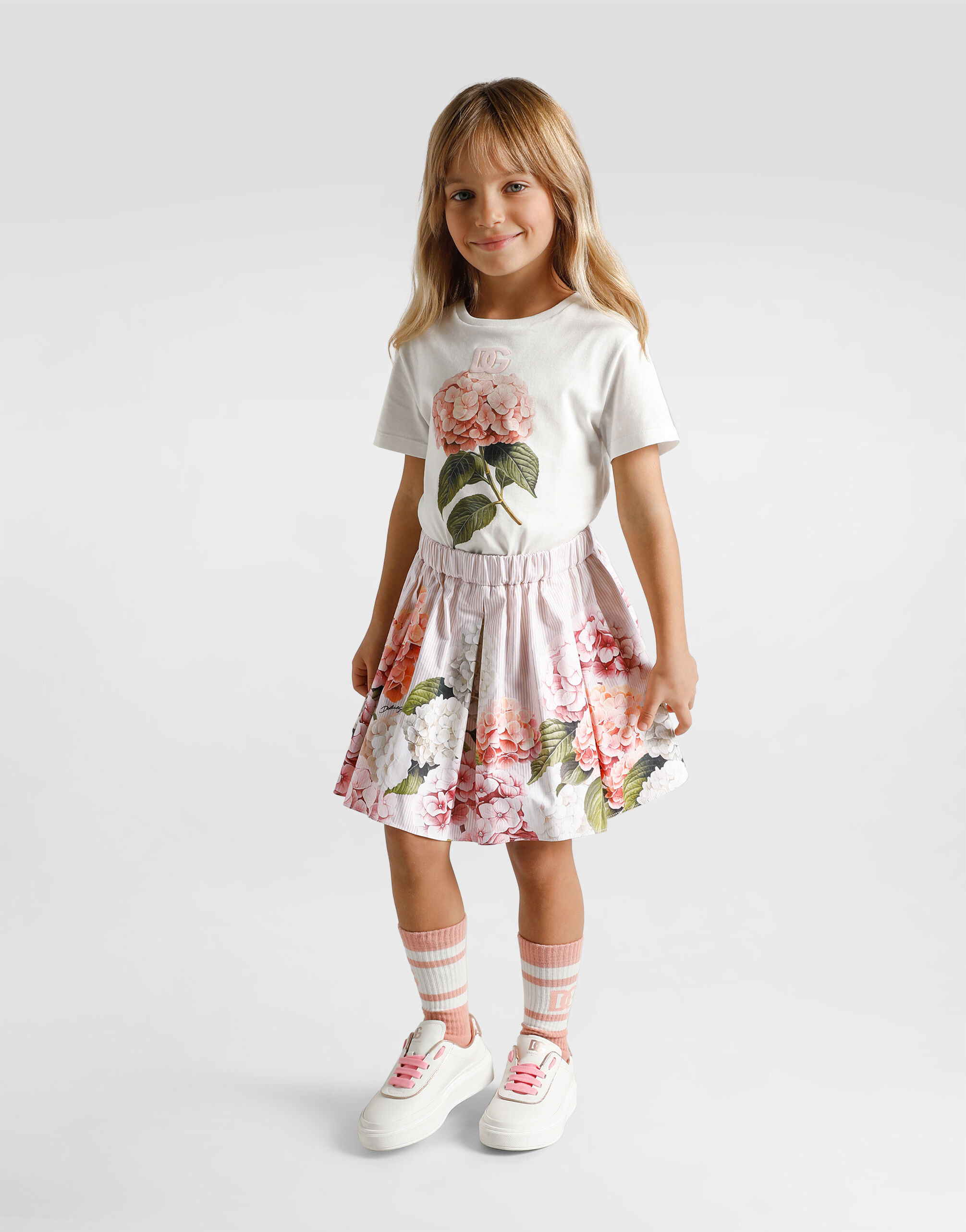 dolce&gabbana アイスクリーム柄スカート Hydrangea-print canvas skirt in Multicolor for Girls
