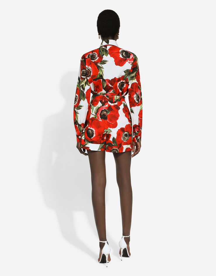 Dolce & Gabbana Shorts aus Popeline Anemonen-Print Print FTC3HTHS5Q0