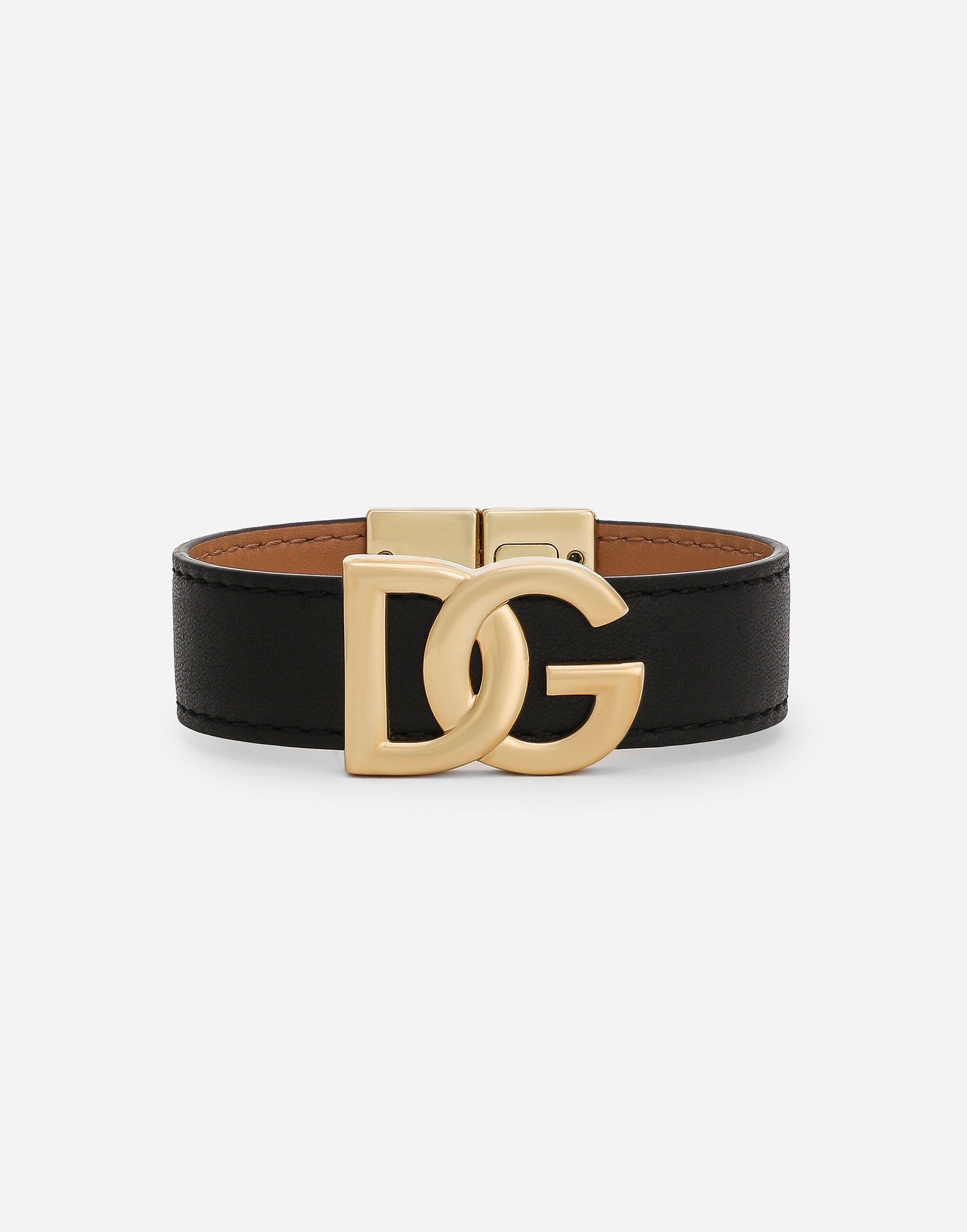 Dolce & Gabbana Bracelet en cuir de veau à logo DG Argent WRQ5P1W1111