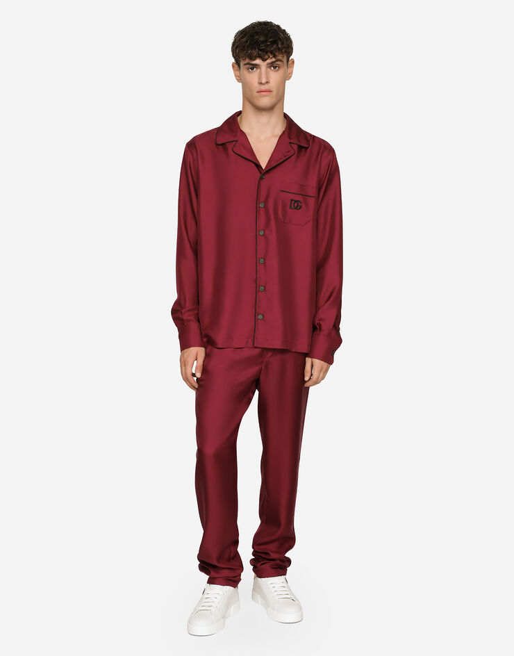 Dolce & Gabbana Silk jogging pants with DG embroidered patch Bordeaux GVCRAZGF856