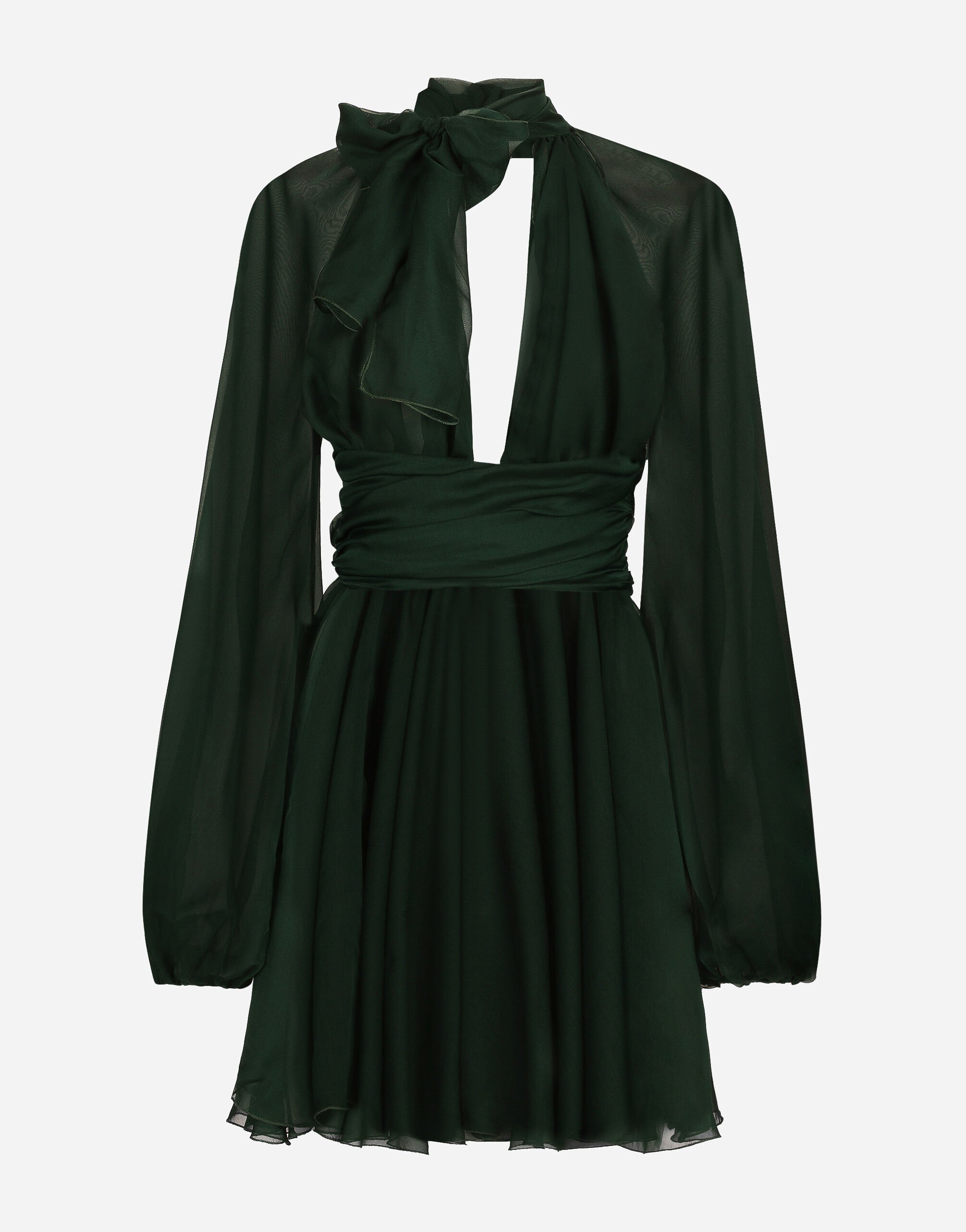 Dolce & Gabbana Short chiffon dress Green BI0770A1001